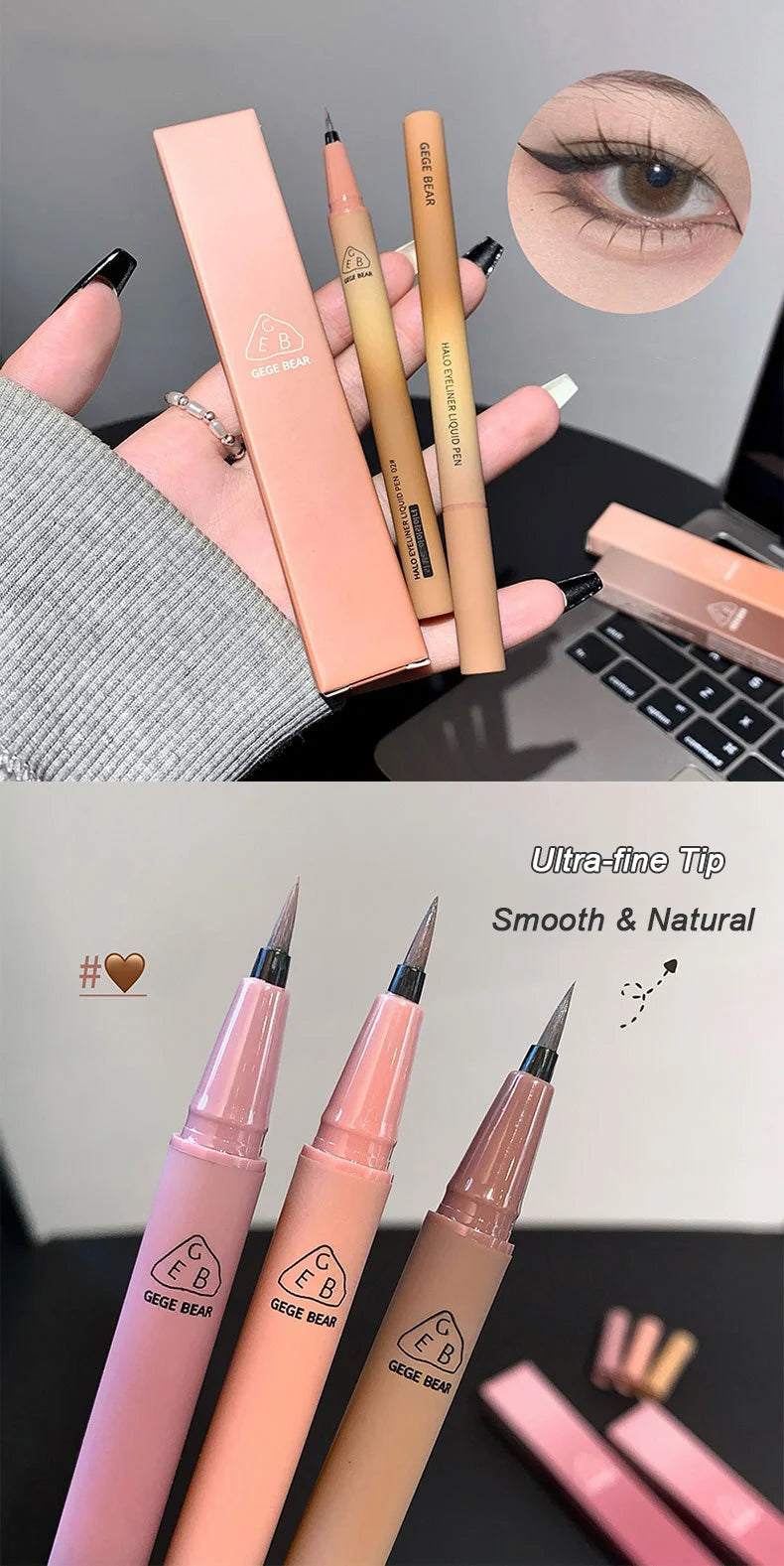 Waterproof Quick Dry Liquid Eyeliner Pen Ultra-fine Matte Black Brown Lasting Lying Silkworm Eyeliner Pencil Natural Eyes Makeup