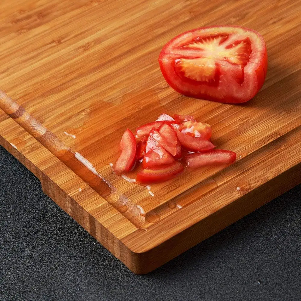 Bamboo Cutting Board for Kitchen, 18x12.5 Inch Large Chopping Block with Side Handles and Juice Grooves