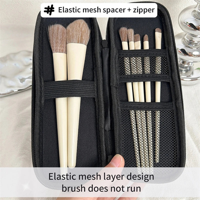 Multifunctional Makeup Brush Storage Bag Portable Travel Organizer Mesh Cosmetic Pouch Wash Storage Lightweight Beauty Tools