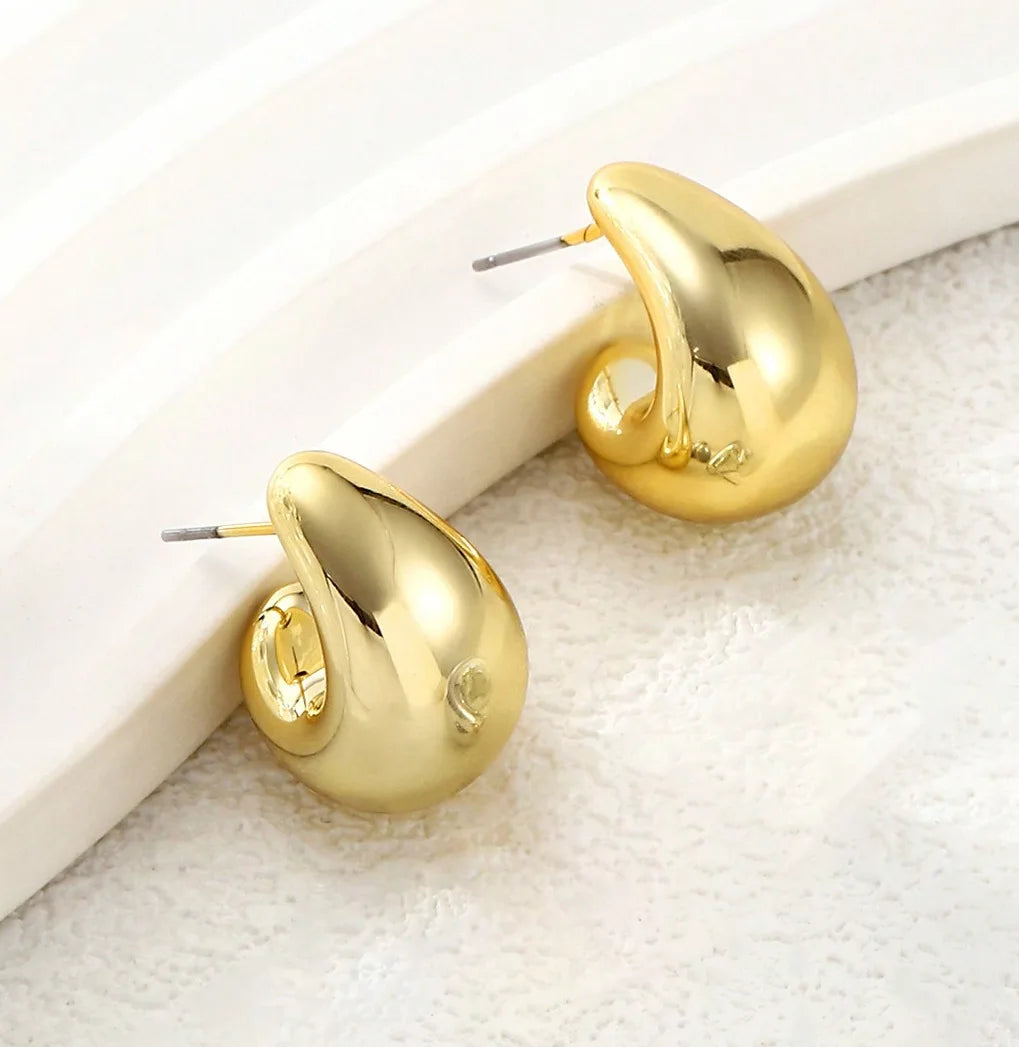 Minimalist Thick Water Drop Earrings Fashion Smooth Matte Surface CCB Stud Earrings Women's Daily Versatile Date Party Jewelry