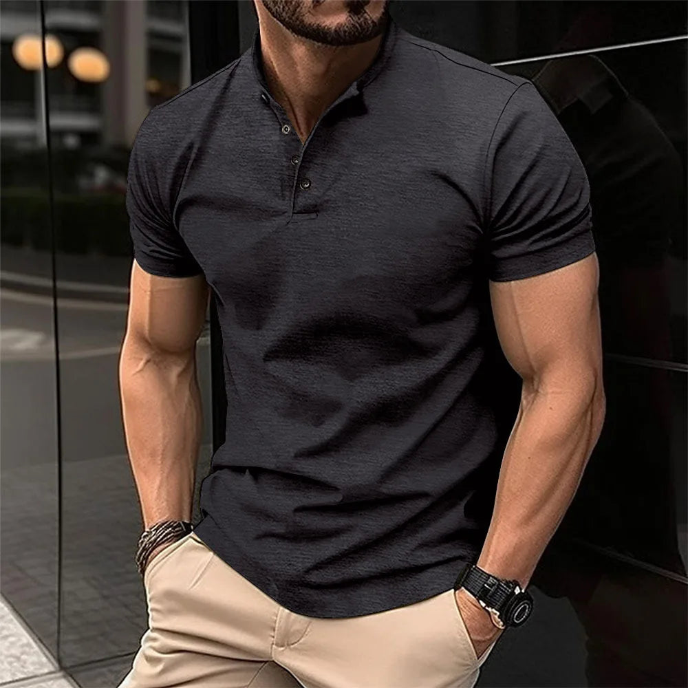 Summer Men Casual Solid Color Short Sleeve T Shirt for Men Polo men High QualityMens T Shirts