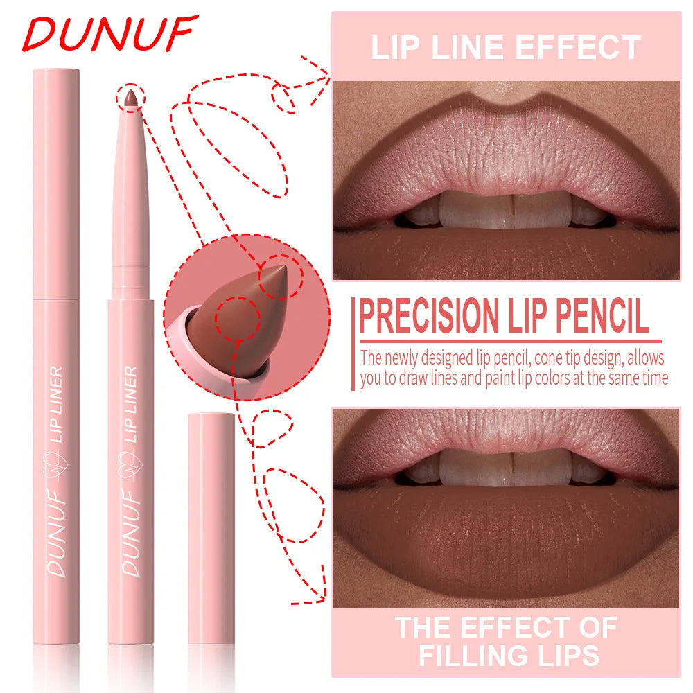 12 Colors Matte Red Brown Lipliner Pencil Waterproof Non-stick Cup Slim Lipstick Make Up Nude Pink Lip Liner Outline Lip Contour