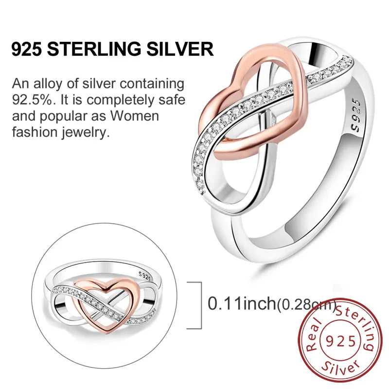 Rings Original 925 Sterling Silver Rings Bow Heart Sun Moon Star Zircon Rings For Women'S Jewelry Birthday Anniversary Gifts