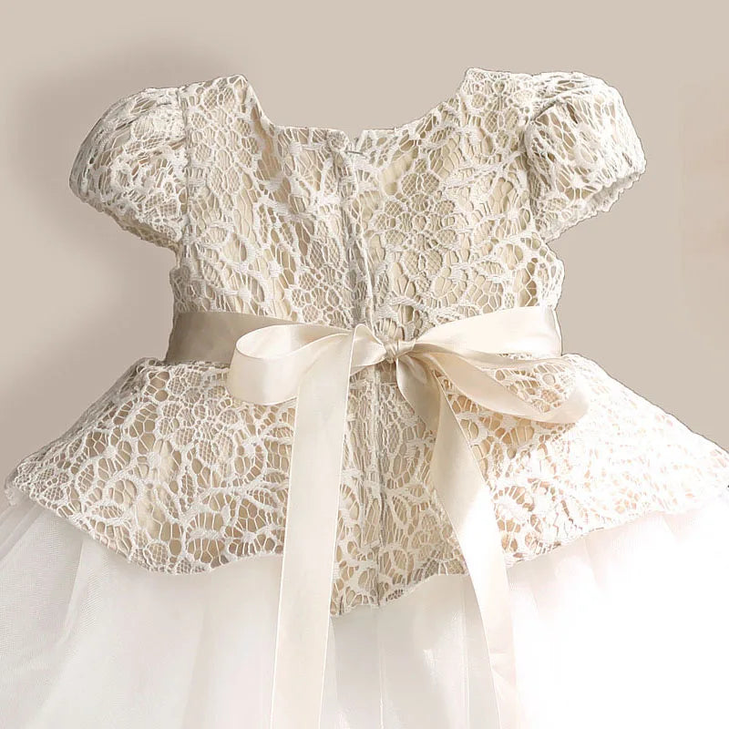 HETISO Lace Flower Girl Dress TUTU style Silk Belt Princess Kids Dresses 3 colors leopard Girls Party Dress for 1-6T