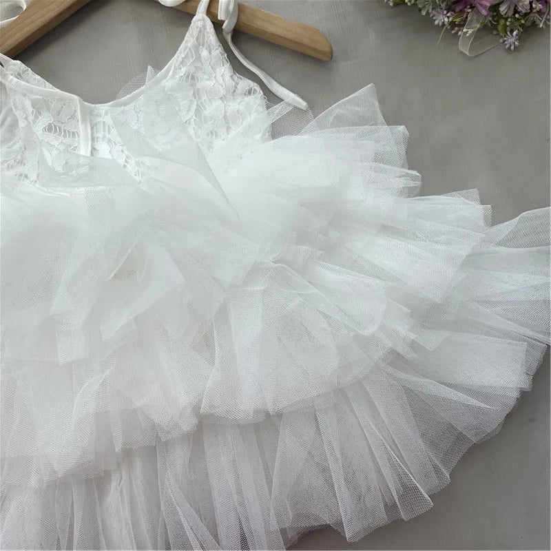Toddler Girls Lace Tutu Dress for Kids Lovely Layers Ruffles Vestidos Fashion Baby Birthday Party Gown Boutique Wear