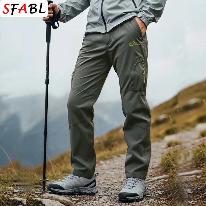 Summer Outdoor Sports Pants Men Women Hiking Camping Trousers Quick Dry Stretch Tactical Pants Lightweight Trekking Pants XL-5XL