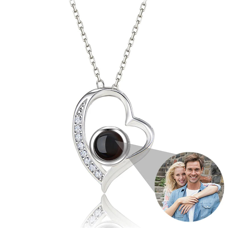Custom Photo Projection Necklace With I Love You In 100 Languages Personalized Gift For Women