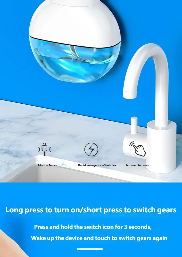 Dispensador de jabón automático Homefish, dispensador de espuma de jabón de manos de pared inteligente para lavavajillas de pequeña y gran capacidad