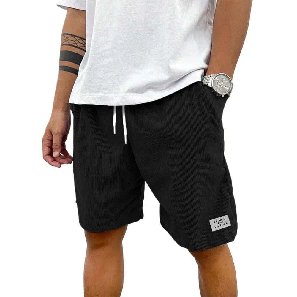 New Summer Men'S Solid-Color Shorts With Drawstring Design, Casual Elastic Waist Version, Suitable For Outdoor Daily Travelvvt