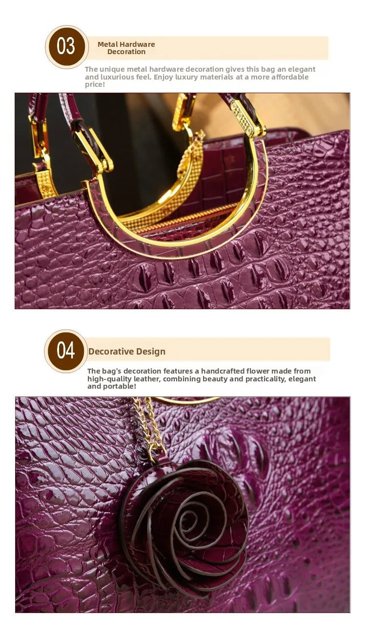 Elegant Leather Crocodile Pattern Wedding Handbag for Women Suitable for Bridal Events And Cheongsam Outfits European Vintage...