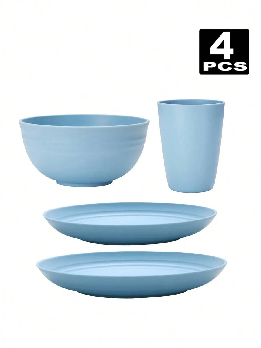 4/16/32pcs Reusable, Plastic Cutlery Set, Dinner Plate/Dessert Plate/Cereal Bowl/Cup, for Home, Birthday Party