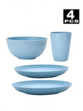 4/16/32pcs Reusable, Plastic Cutlery Set, Dinner Plate/Dessert Plate/Cereal Bowl/Cup, for Home, Birthday Party