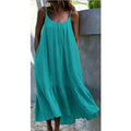 Lotus Leaf  Length Skirt Slim Shoulder High Waist Cotton Casual Style Women's Dress Fashionable Backless U-Neck Gown