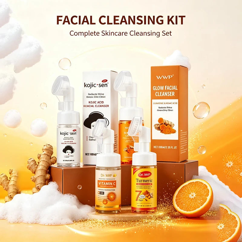 Turmeric Kojic Acid Facial Cleanser Refreshing Moisturizing VC Cleansing Mousse Gentle Cleaning Oil Control Brighten Skin Tone