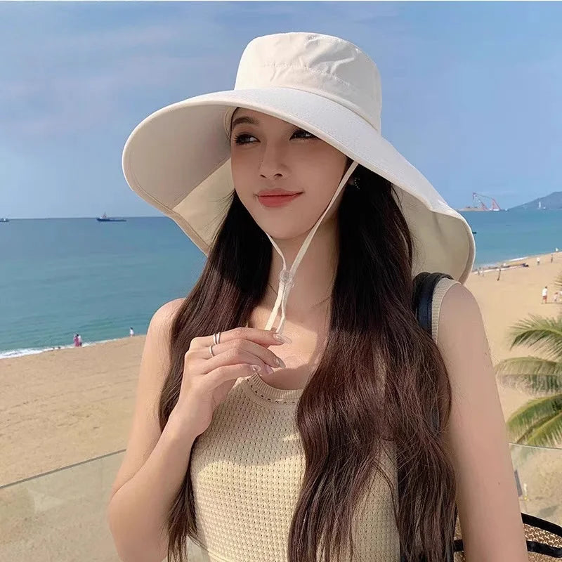 Women's Wide Brim Sun Hat Foldable With Neck Cover For Hiking And Fishing Outdoors