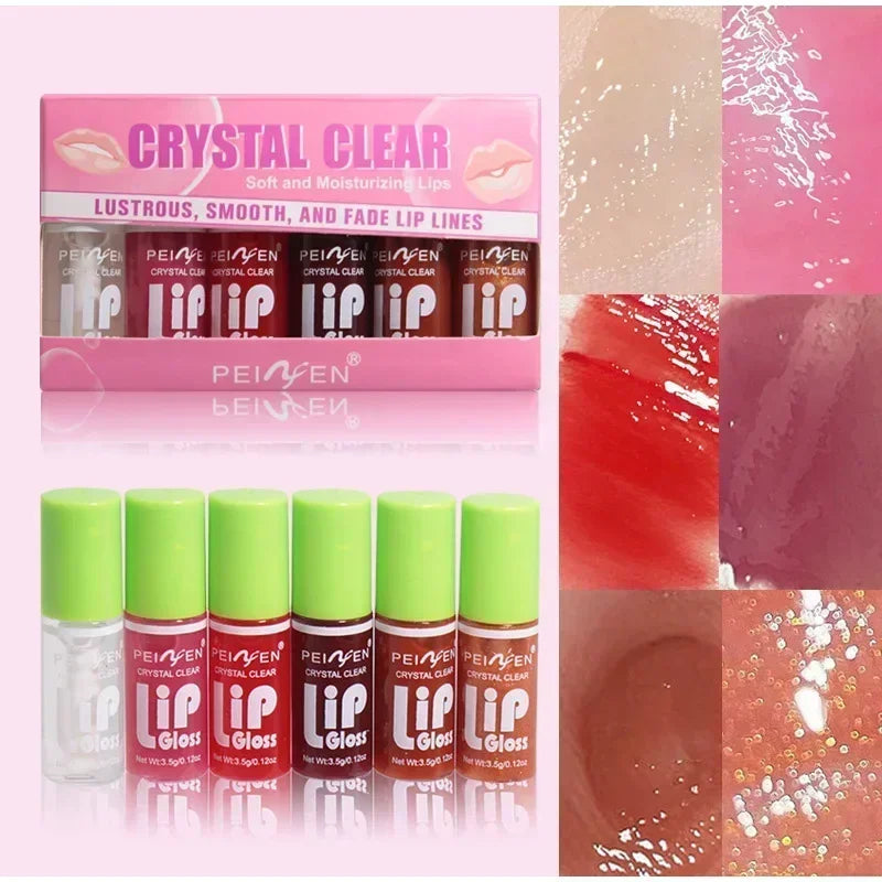 6-Piece Lip Gloss Oil Set,Aloe Vera Liquid Lipstick, Long-Lasting Moisturizing Smudge-Proof Lips Tint ,Non-Sticky Cosmetics