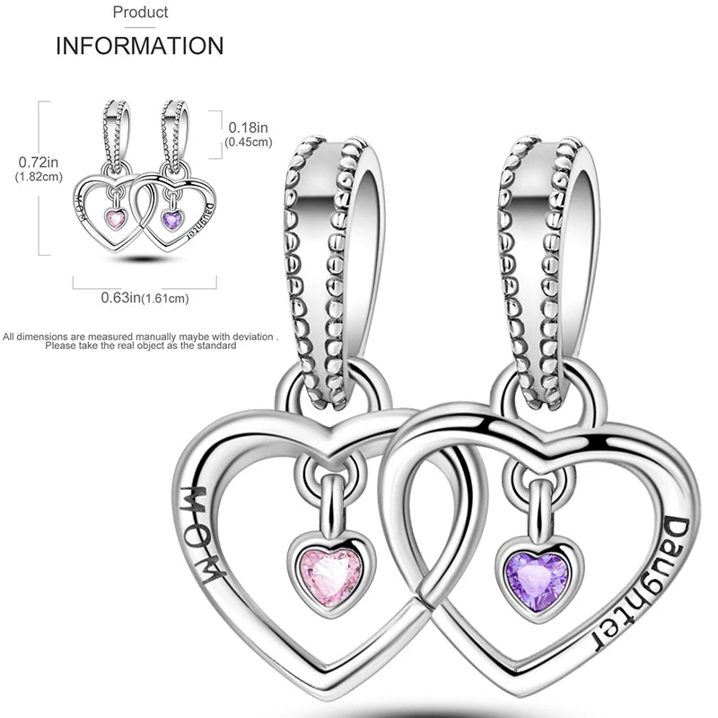 925 Sterling Silver Heart Infinity Charm Bead For Pandora Style Bracelets Gift For Her