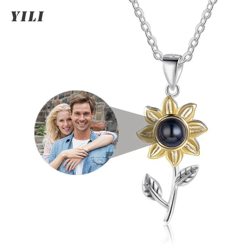Custom Photo Projection Necklace With I Love You In 100 Languages Personalized Gift For Women