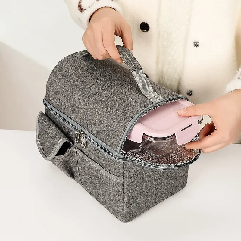 Bolsa de almuerzo reutilizable térmica aislada para mujeres y hombres, multifuncional, 8L, nevera y calentador, fiambrera a prueba de fugas e impermeable