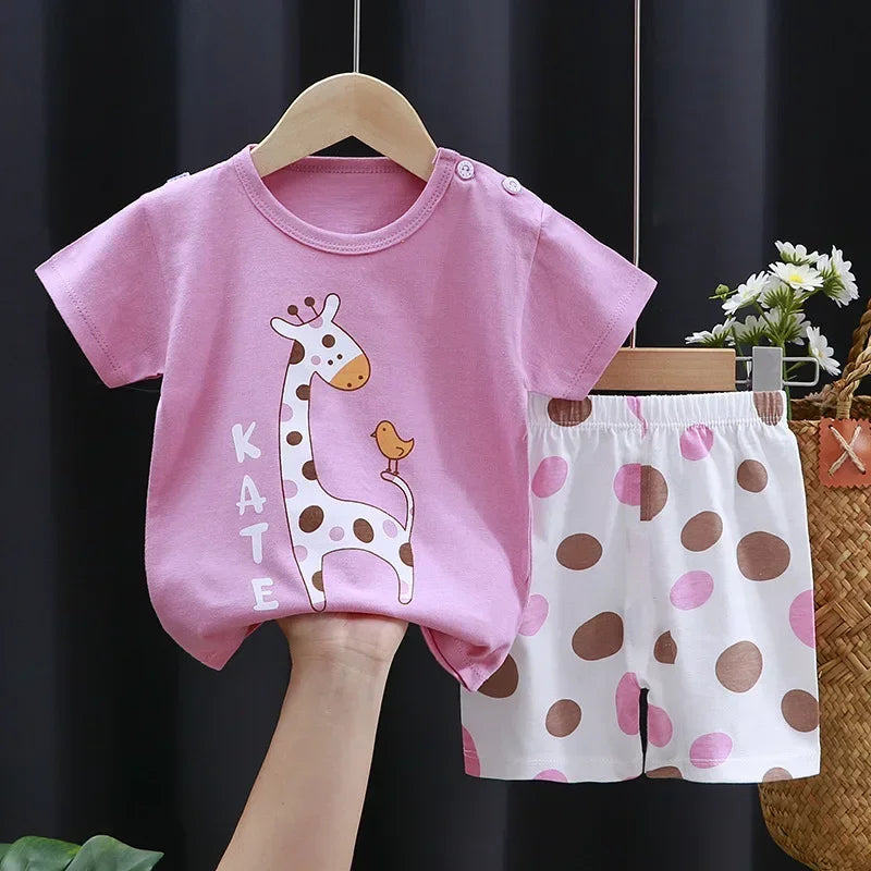 Children's Unisex Cotton T-Shirt and Shorts Set - Summer 2-Piece Outfit