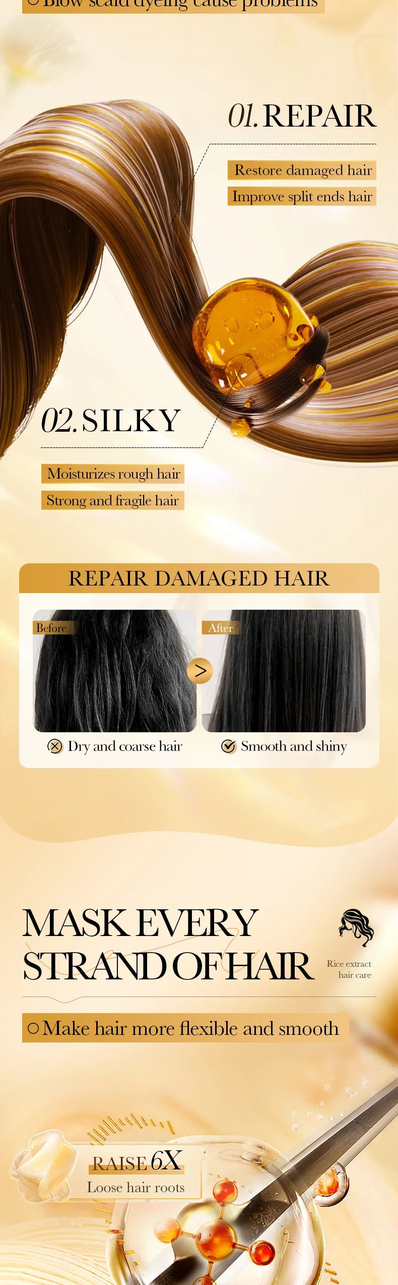 PWYUMAN Magical Keratin Rice Hair Mask - Repair and Moisturizing