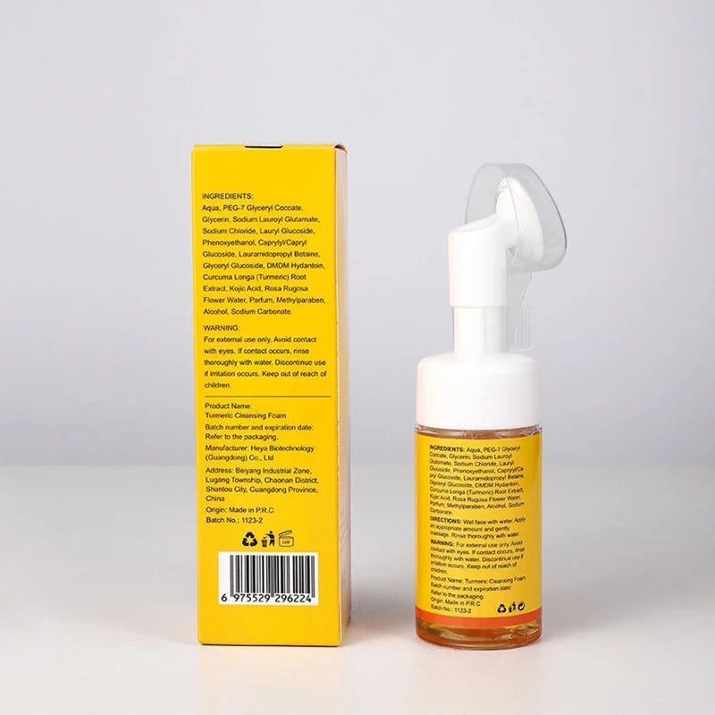 Turmeric Kojic Acid Facial Cleanser Refreshing Moisturizing VC Cleansing Mousse Gentle Cleaning Oil Control Brighten Skin Tone