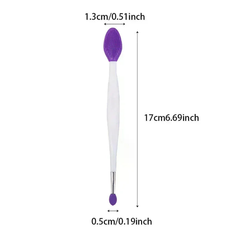 Double-headed Silicone Brush Skin Care Lip Exfoliating Facial Cleansing Face Scrub Nose Clean Brush Lipstick Lip Balm Applicator
