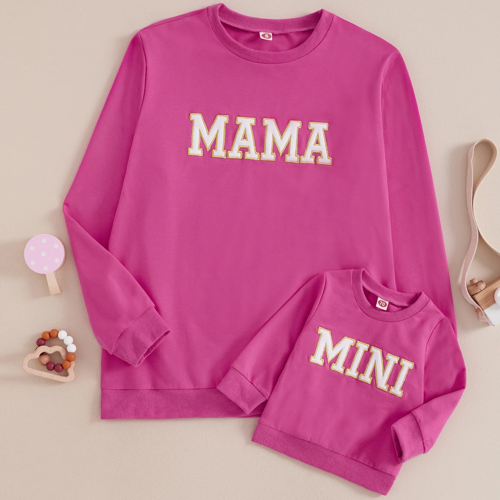 Citgeett Mommy And Me Matching Outfits 0to3Y Letter Embroidered Long Sleeve Pullovers For Fall