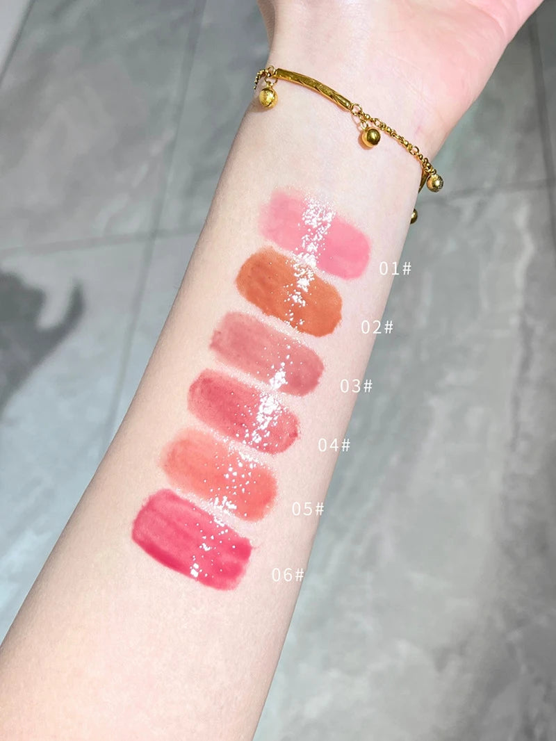 Clear Lip Glaze Jelly Solid Mirror Lipstick Waterproof Love-shaped Watermelon Lip Gloss Fade Lip Lines Moisturising Korea Makeup