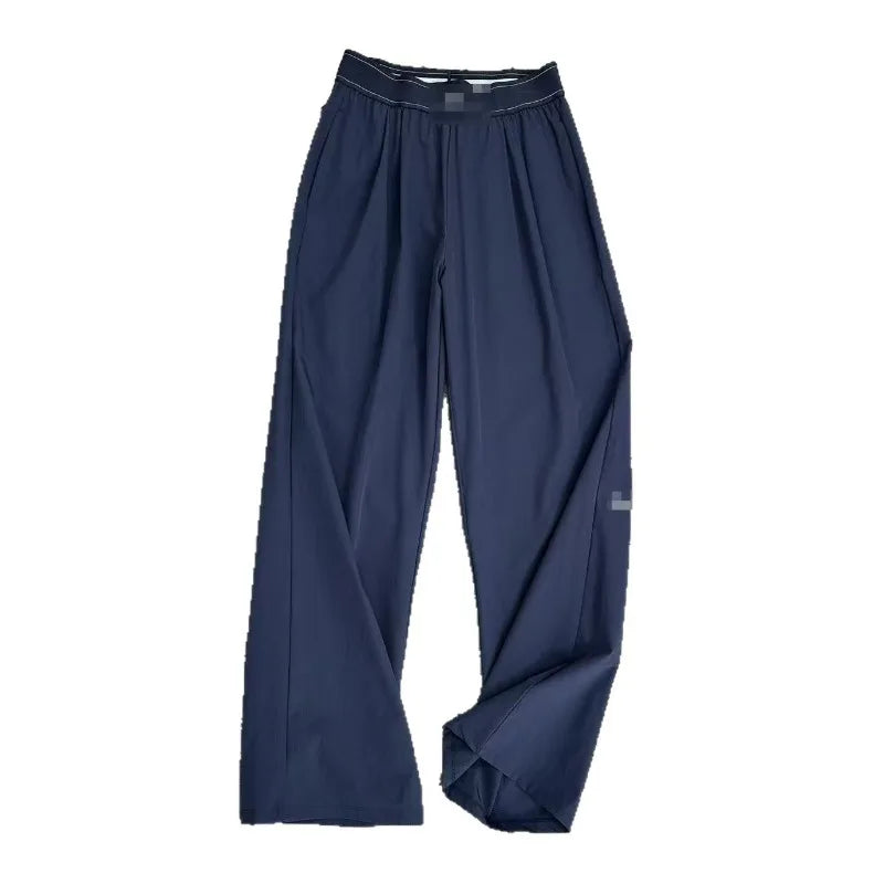 Women's High-Waisted Wide-Leg Casual Pants - Quick-Dry Ice Silk