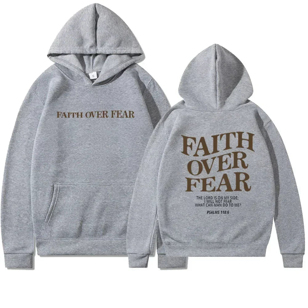 Faith Overcomes Fear Christian Hoodie - Fleece Pullover Sweatshirt