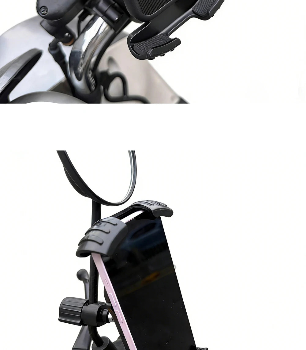 Bicycle Phone Clip Rearview Mirror Motorcycle Holder Rotating Knob Locking Mechanism Stability Enhancement Riding NavigationTool