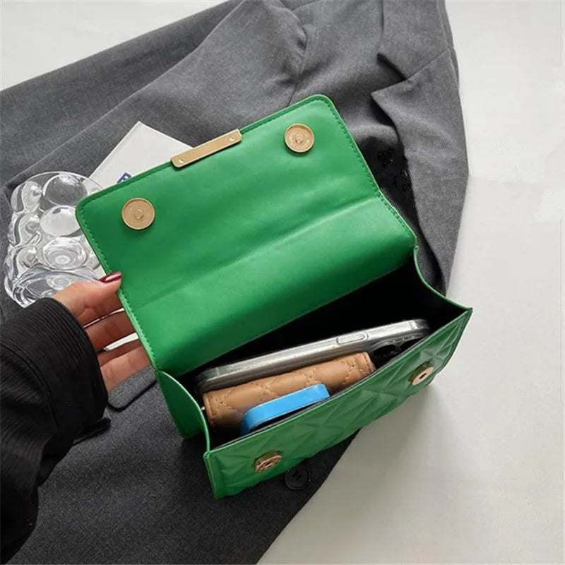 Women Quilted Chain Crossbody Bag Fashion Small Square Shoulder Purse Multi Color Casual Daily Handbag