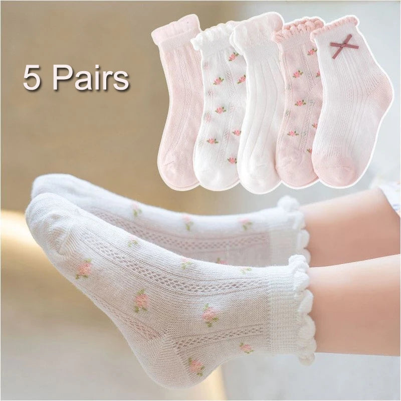 Kids Ultrathin Mesh Boat Socks – 5 Pairs, Ages 0-5Y