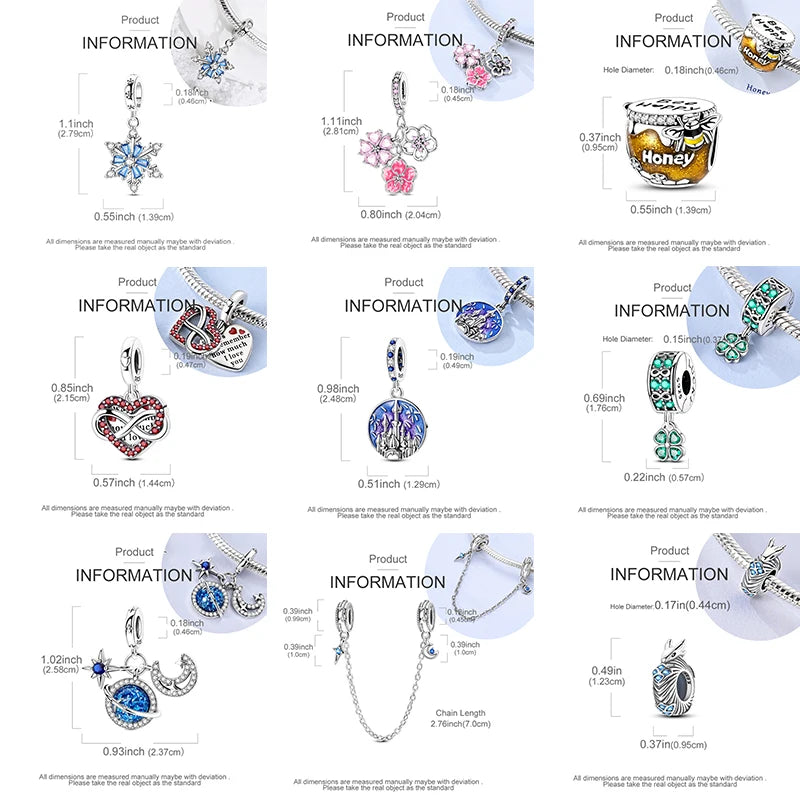 2026  Design 925 Sterling Silver Heart Infinity Charms Bead Original Fit Bracelet Necklace DIY Jewelry for Women
