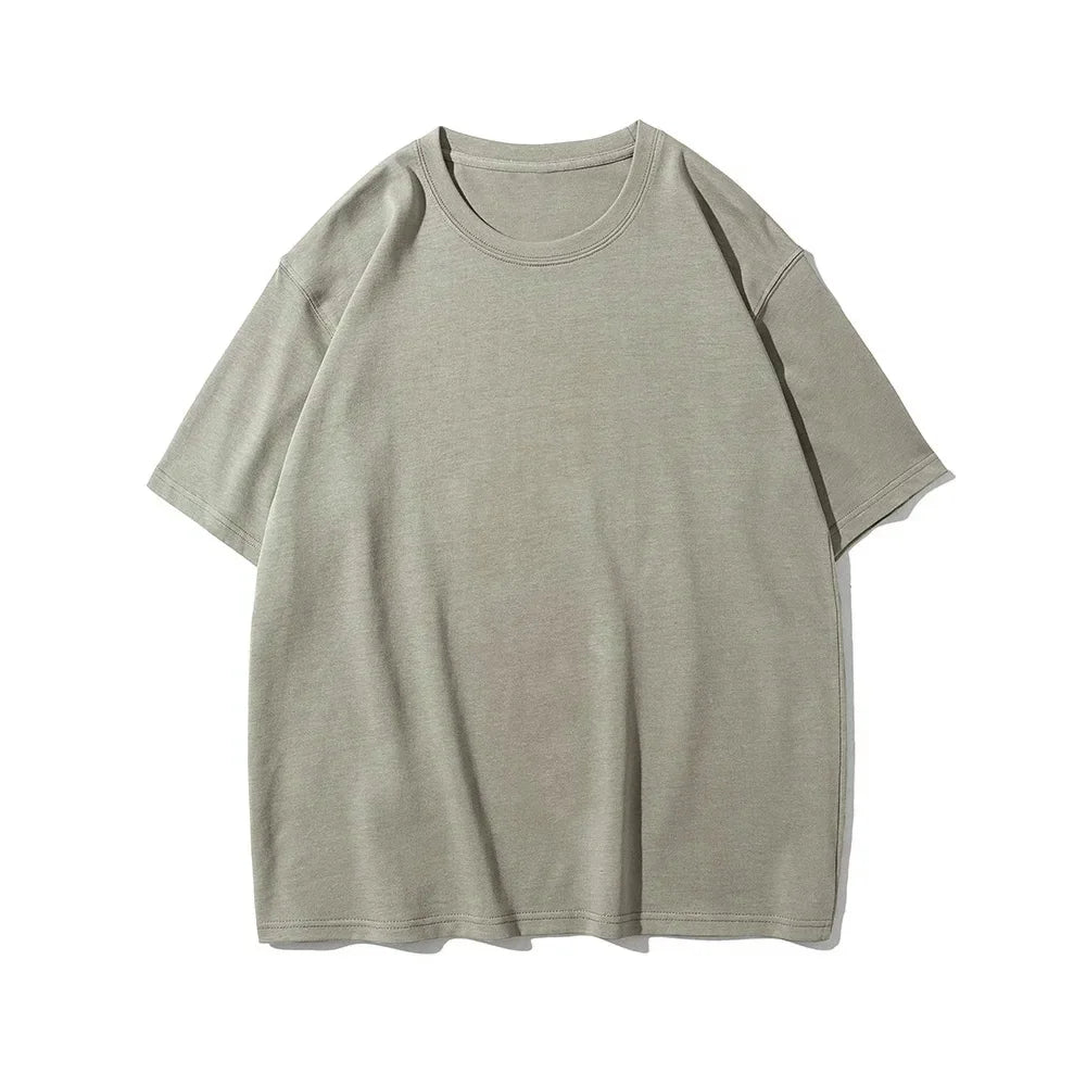 Mens Oversized 9.9oz Cotton Heavyweight Tee Short Sleeve Solid Color Casual For Men