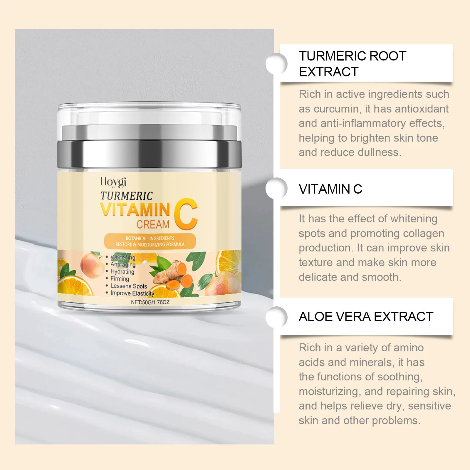 Turmeric Cleanser Oil Control Dark Spot Removal Anti Acne Deep Cleansing Shrink Pore Brightening Moisturizing Vitamin C Cream