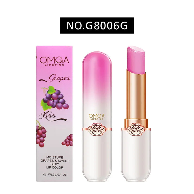 OMGA Color-Changing Lip Balm Jelly Lipstick Moisturizing Waterproof Hydrating Temperature-Sensitive Peach Flavor,Smooth Lips