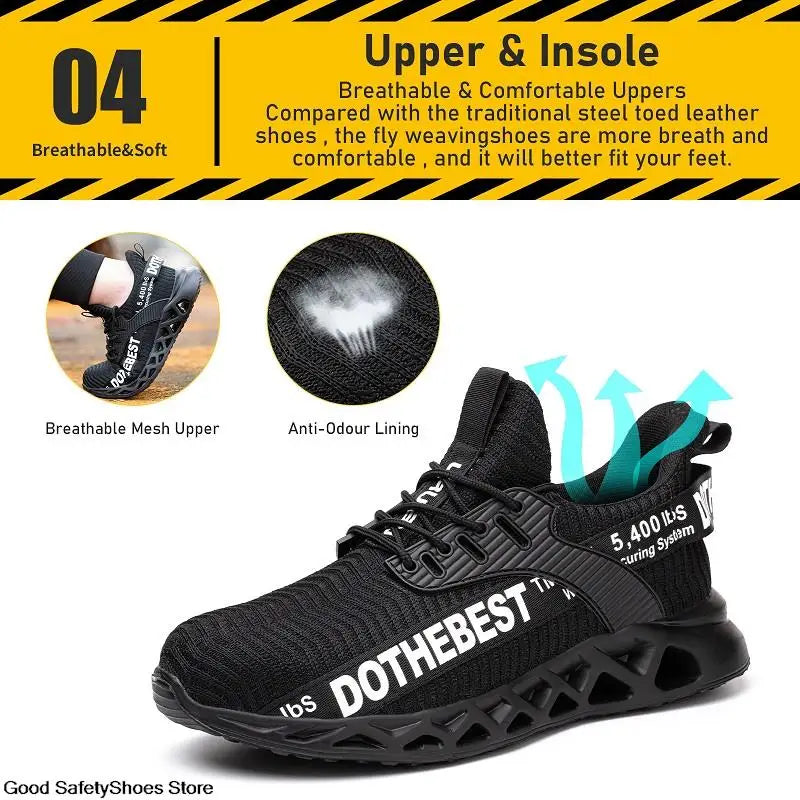 Safety Shoes Men For Work Sneakers Women'S Men Steel Toe Work Shoes Security Protective Shoes Lightweight Anti-Smash Anti-Puncture