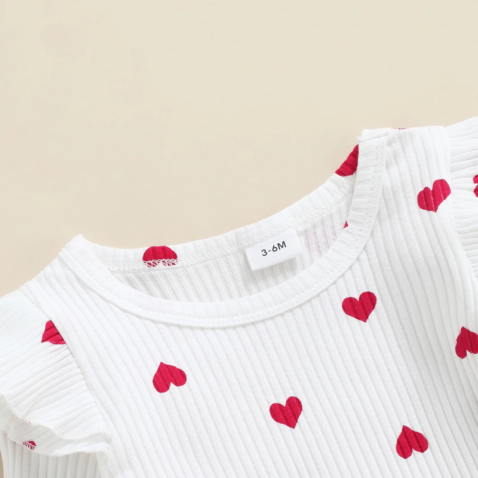 Citgeett Spring Valentine'S Day Infant Baby Girls Clothes Sets Heart Print Ruffles Long Sleee Bodysuits+Suspender Skirts Outfit