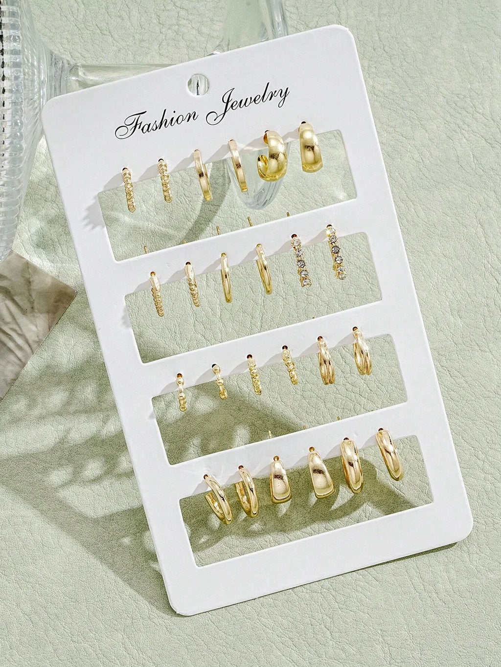 24Pcs/Set Fashion Rhinestone Small Hoop Earrings Minimalist Everyday Earring For Women'S Date Holiday Anniversary Jewelry New