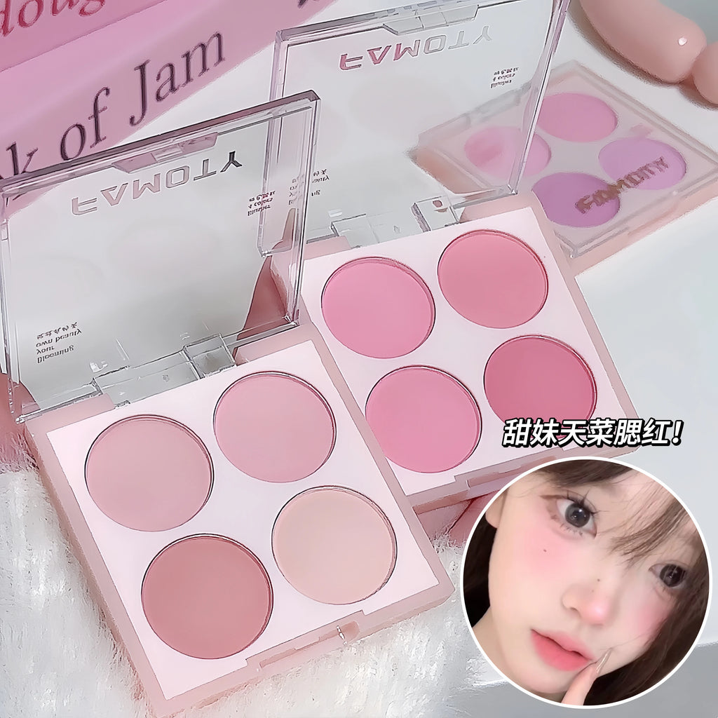 4 Colors Matte Blush Powder Set - Sweet Warm Tone Face Makeup Cheek Brightener Cosmetic Illuminator For Enhanced Facial Beauty