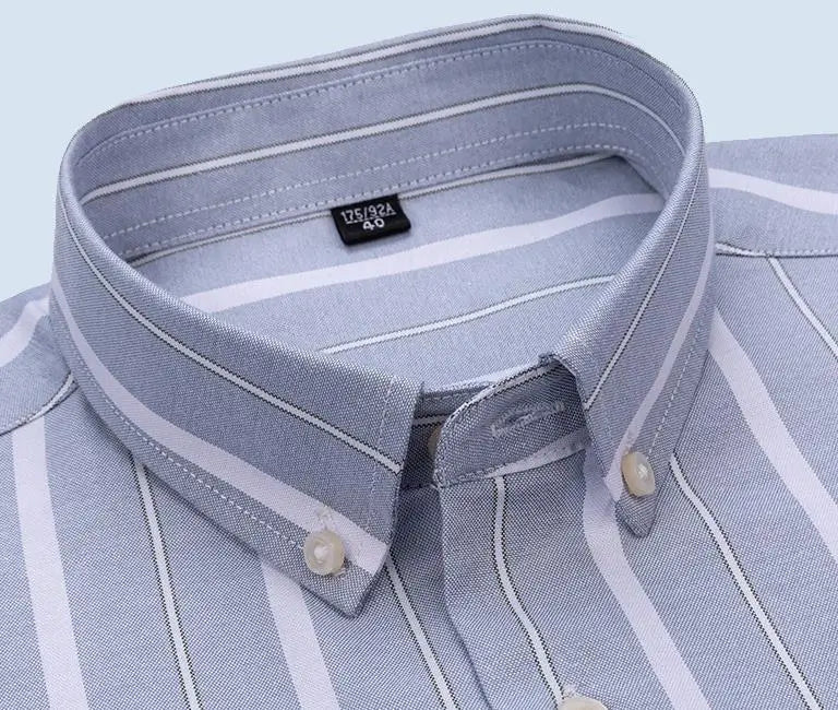Men's Social Shirts Long Sleeve 100%Pure Cotton Oxford Buttoned Plaid Formal Male Casual Clothes Oversized Shirt Plus Size S-7XL