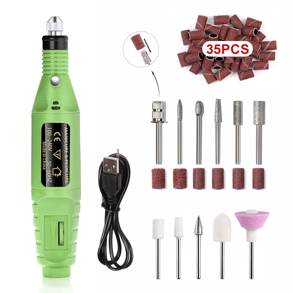 LULAA Portable Electric Nail Drill Machine Set Gel Polish Remover Dead Skin Nail Polishing Tools Kit Sander Nails Accessories