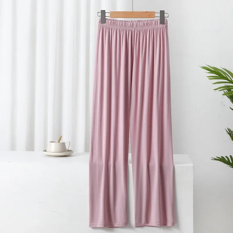 New Summer Knit Women's Modal Pants Loose Casual Wide Leg Pants for Women Bottoms Korean Fashion Home Streetwear Women Clothes