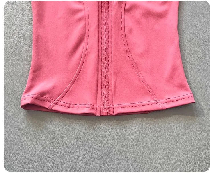 Women's Workout Jacket Stretch Fitted Zip Front Long Sleeve Running Yoga Slimming Waist-Cinching Stand Collar Quick-Dry Sportswe