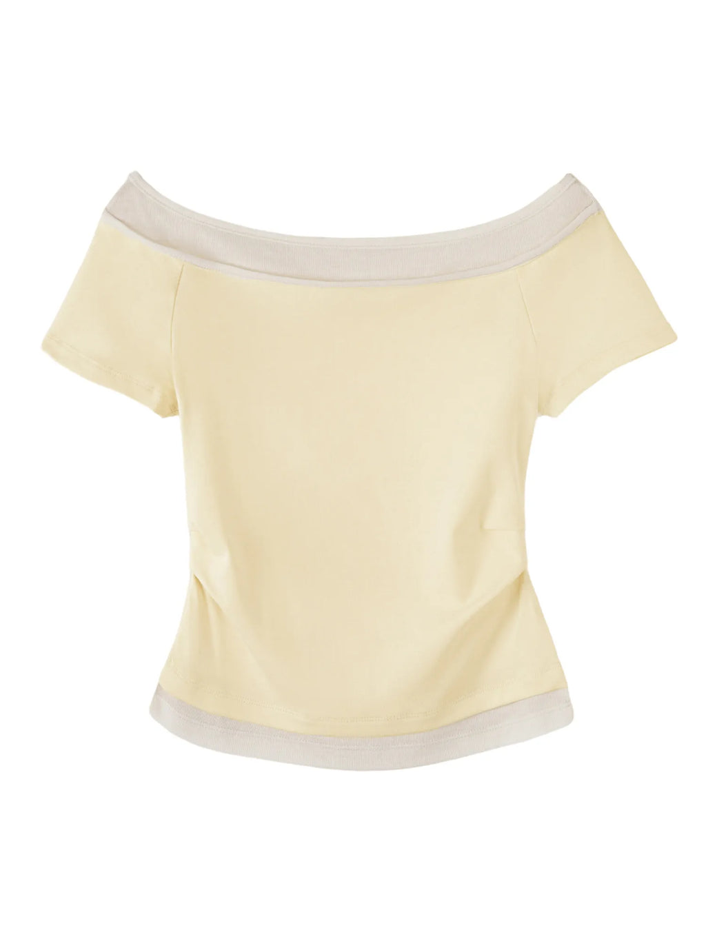 Unique Shoulder-Baring Pink Short-Sleeve T-Shirt Women's Summer New Style Korean Version Slim Fit Commute Style Cotton Material