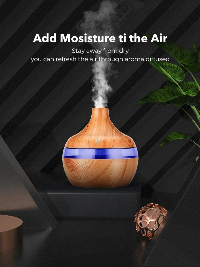 Suncolourful Ultrasonic Aroma Diffuser and Humidifier - 300ml Wood