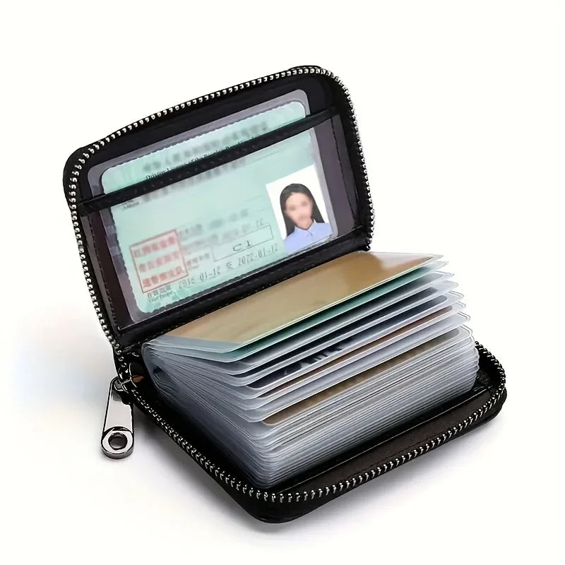 Unisex Minimalist RFID Blocking Card Holder Wallet With Zipper Coin Pocket Slim Credit Card Case For Men Women Small Purse