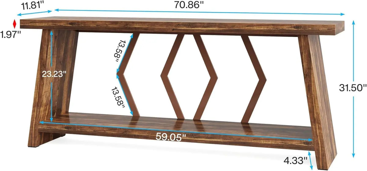 71" Narrow Console Sofa Table with Storage, Wood Farmhouse Entryway Hallway Accent Table, 71x12x32, Customized